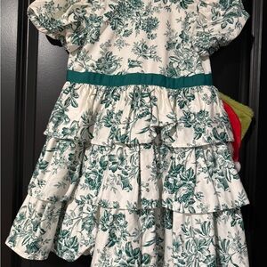 Janie and Jack Green and Cream Floral Dress